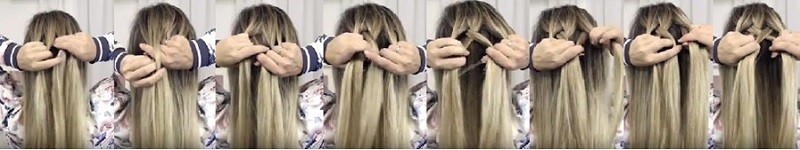 Объёмная коса из пяти прядей: этапы выполнения 1