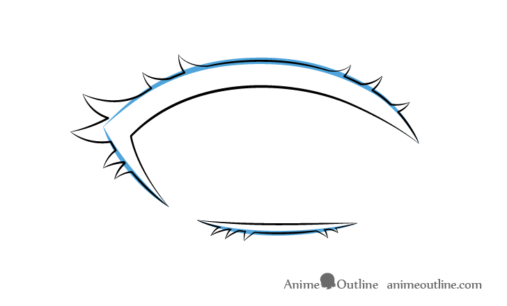 Anime eyelashes curve drawing