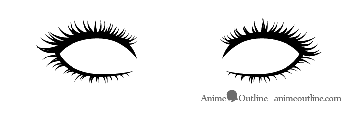 Anime realistic eyelashes drawing