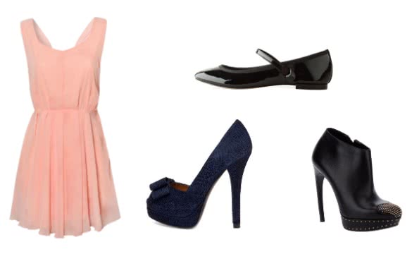 Dark Shoes with peach dress