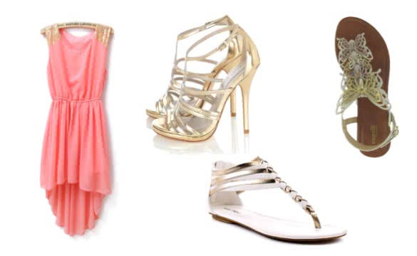 Metallic Shoes with peach dress